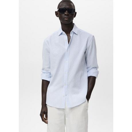 Mango Man Camicia a Righe Maniche Lunghe  
