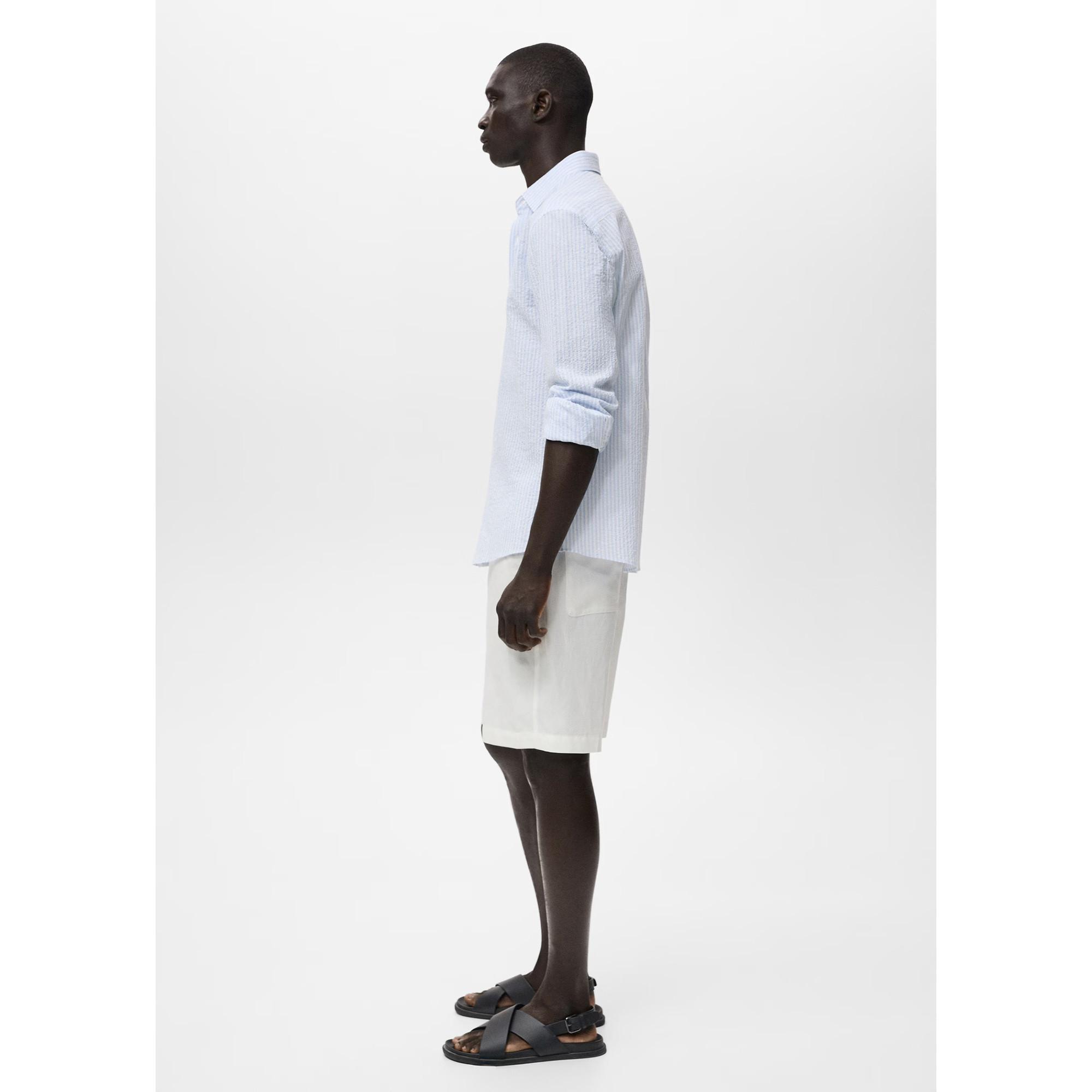 Mango Man Camicia a Righe Maniche Lunghe  