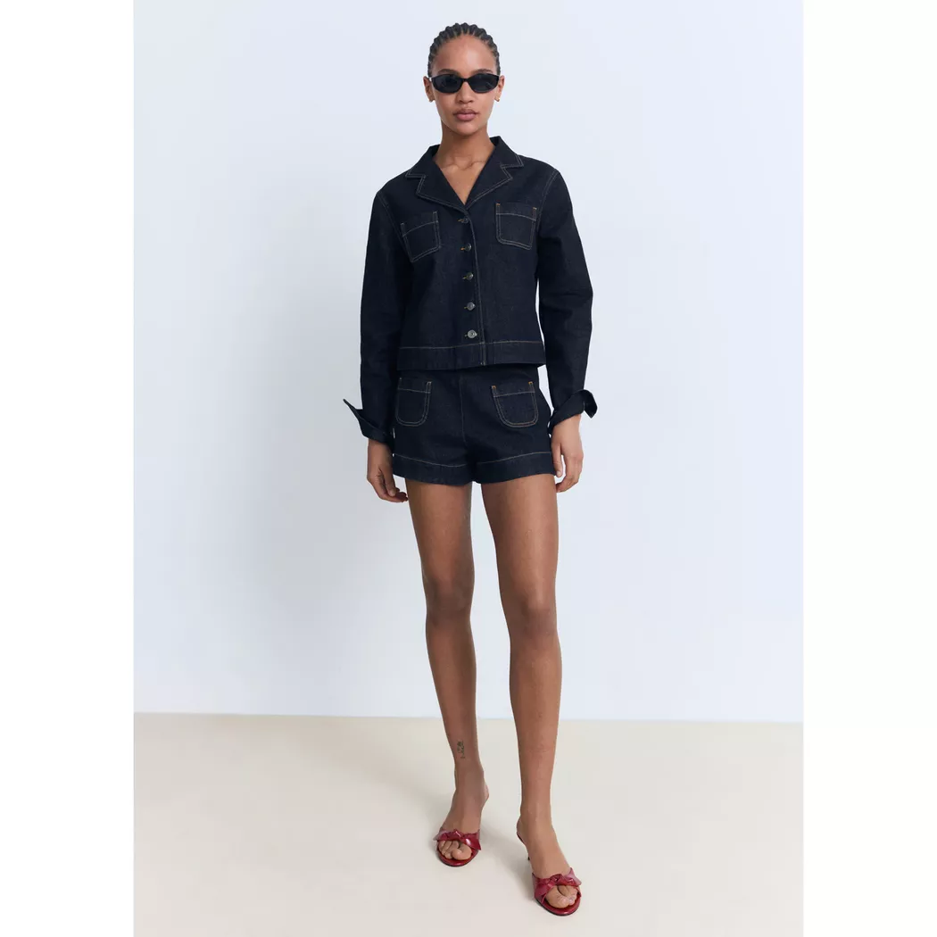 Mango - Jacke, für Damen, Blau Denim, Größe L