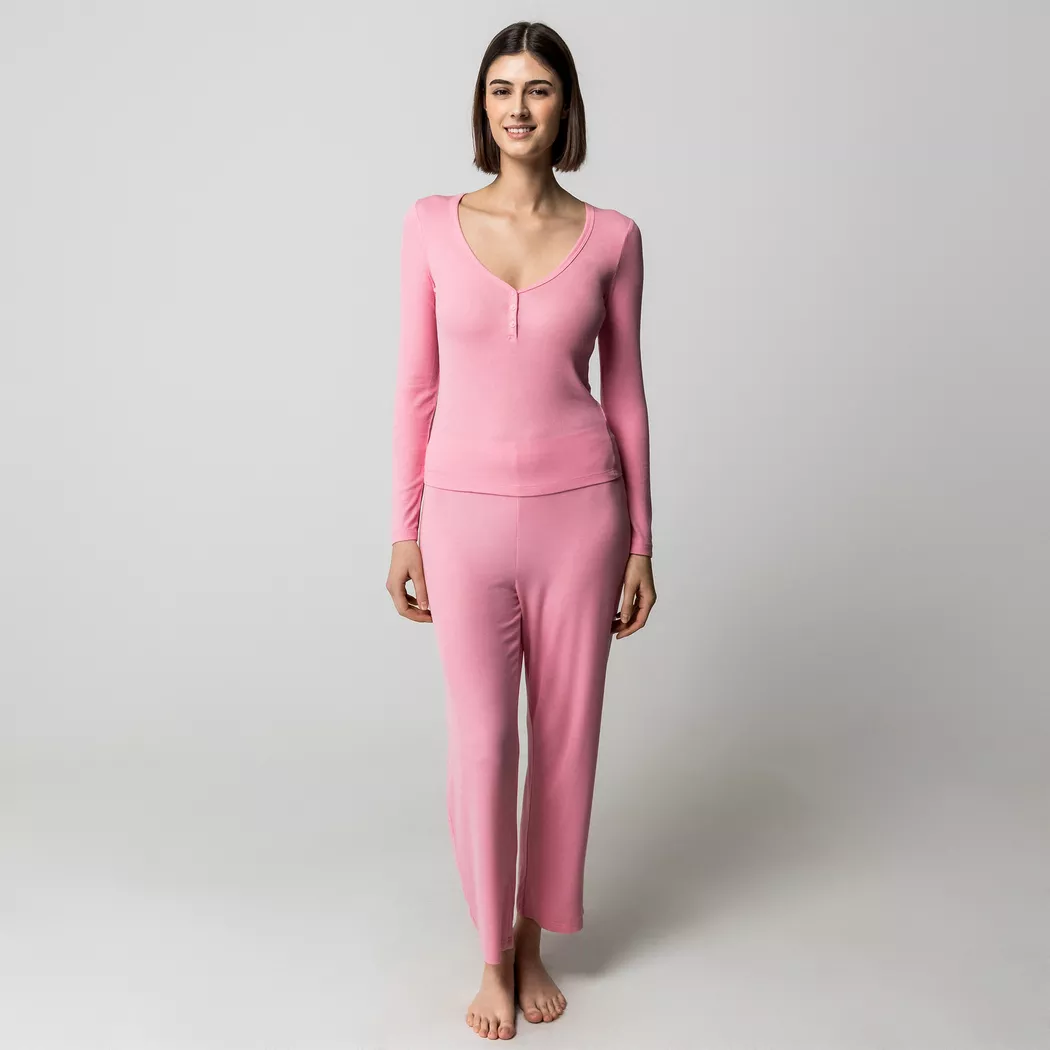 Manor Woman - Pyjama Oberteil, für Damen, Pfirsich, Größe XS