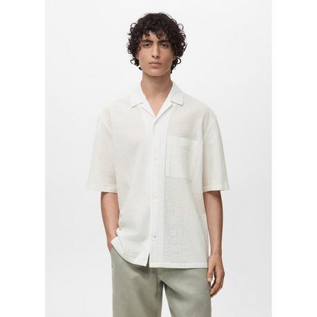 Mango Man Camicia Maniche Corte Righe Sottili Regular Fit  