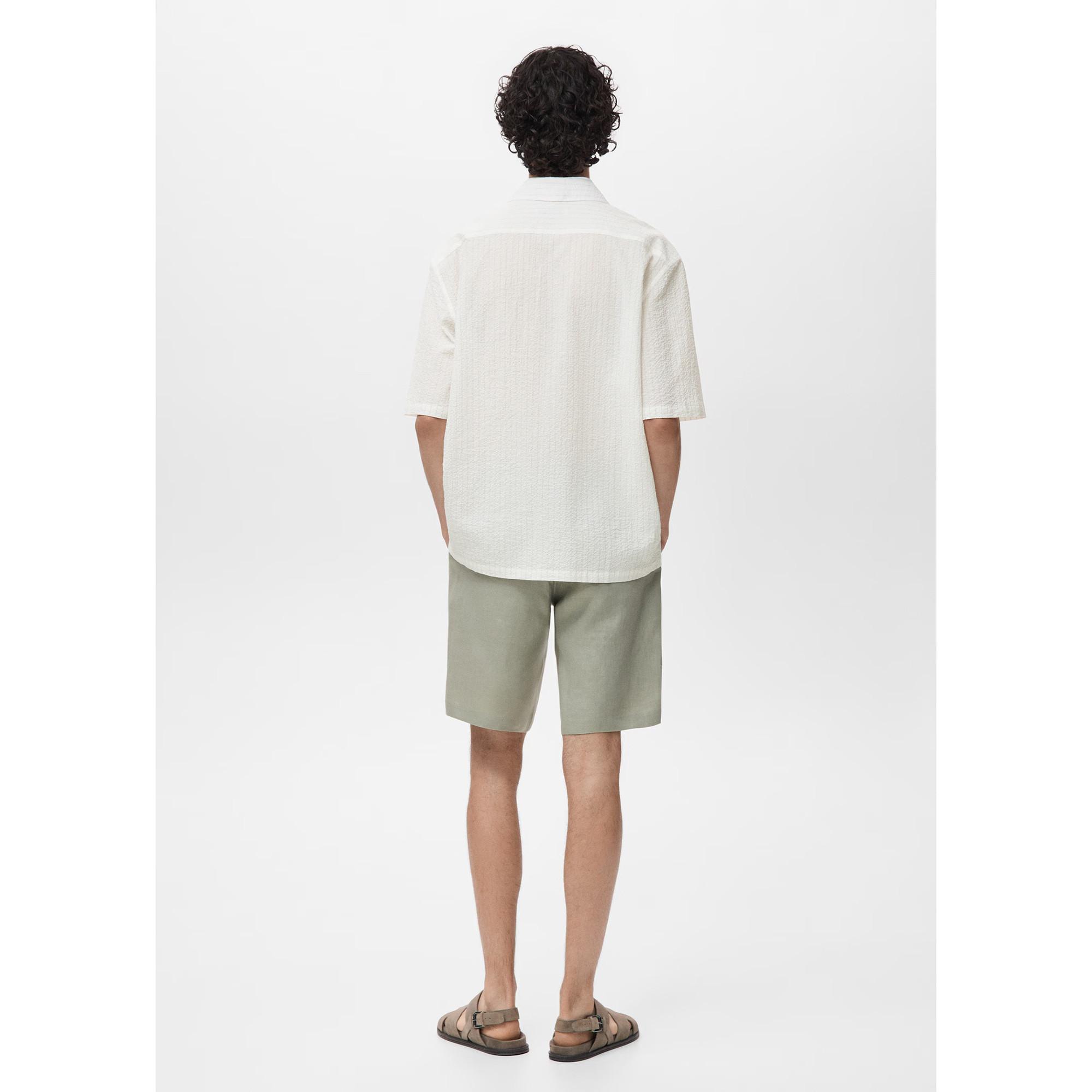 Mango Man Camicia Maniche Corte Righe Sottili Regular Fit  