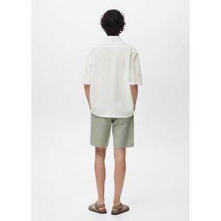 Mango Man Camicia Maniche Corte Righe Sottili Regular Fit  