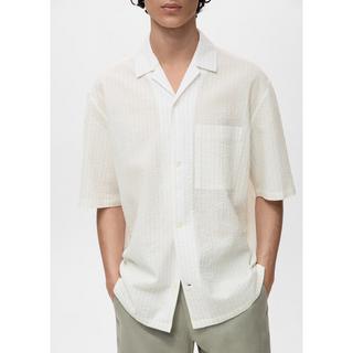 Mango Man Camicia Maniche Corte Righe Sottili Regular Fit  