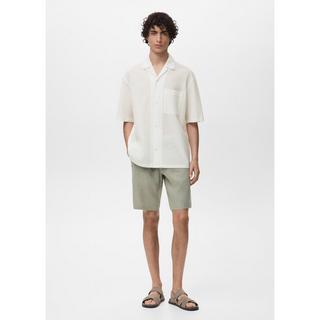 Mango Man Camicia Maniche Corte Righe Sottili Regular Fit  