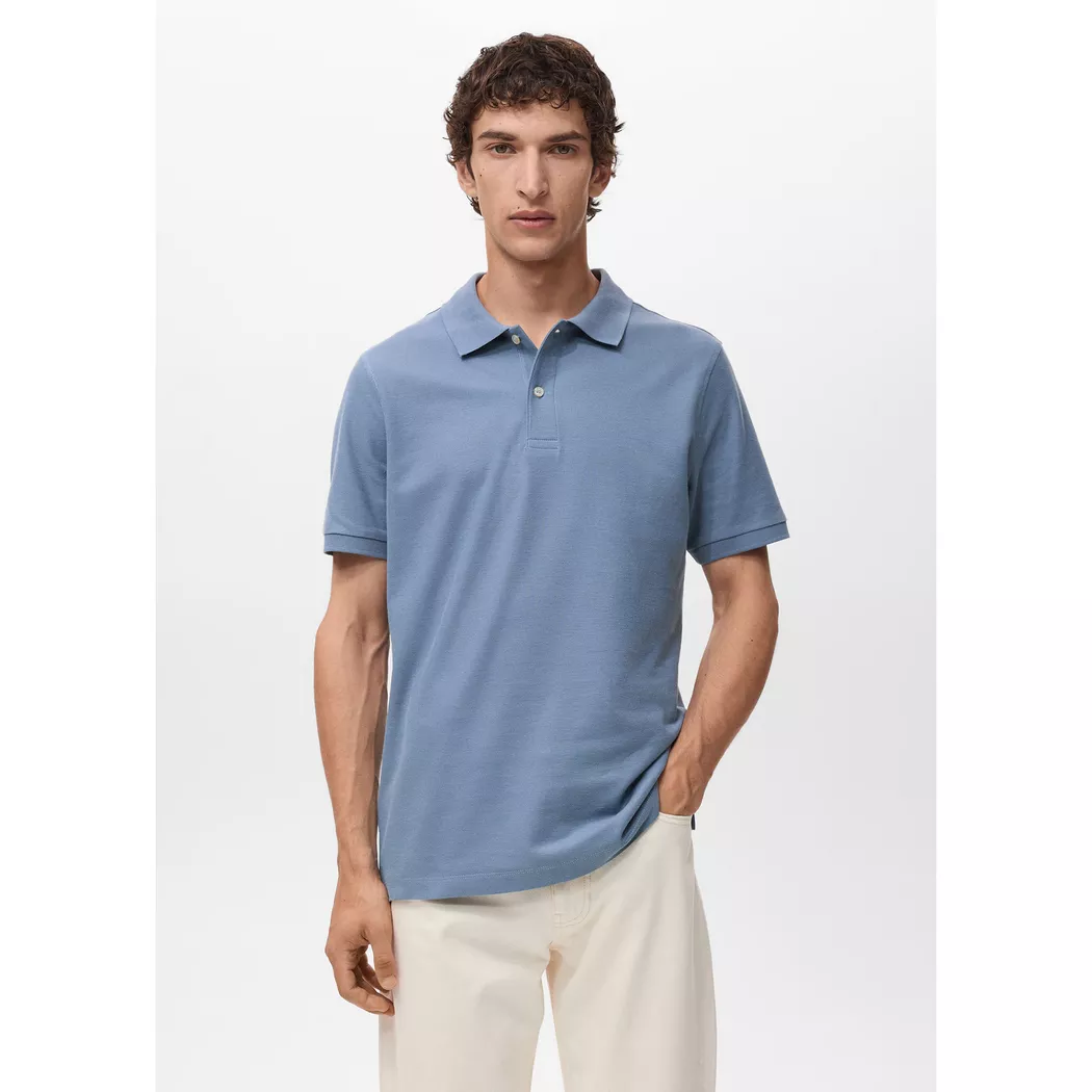 Mango Man - Poloshirt, kurzarm, für Herren, Mittelblau, Größe L