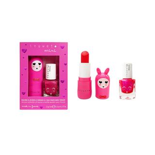 inuwet  Coffret duo baume à lèvres parfum cerise et vernis parfum fraise 