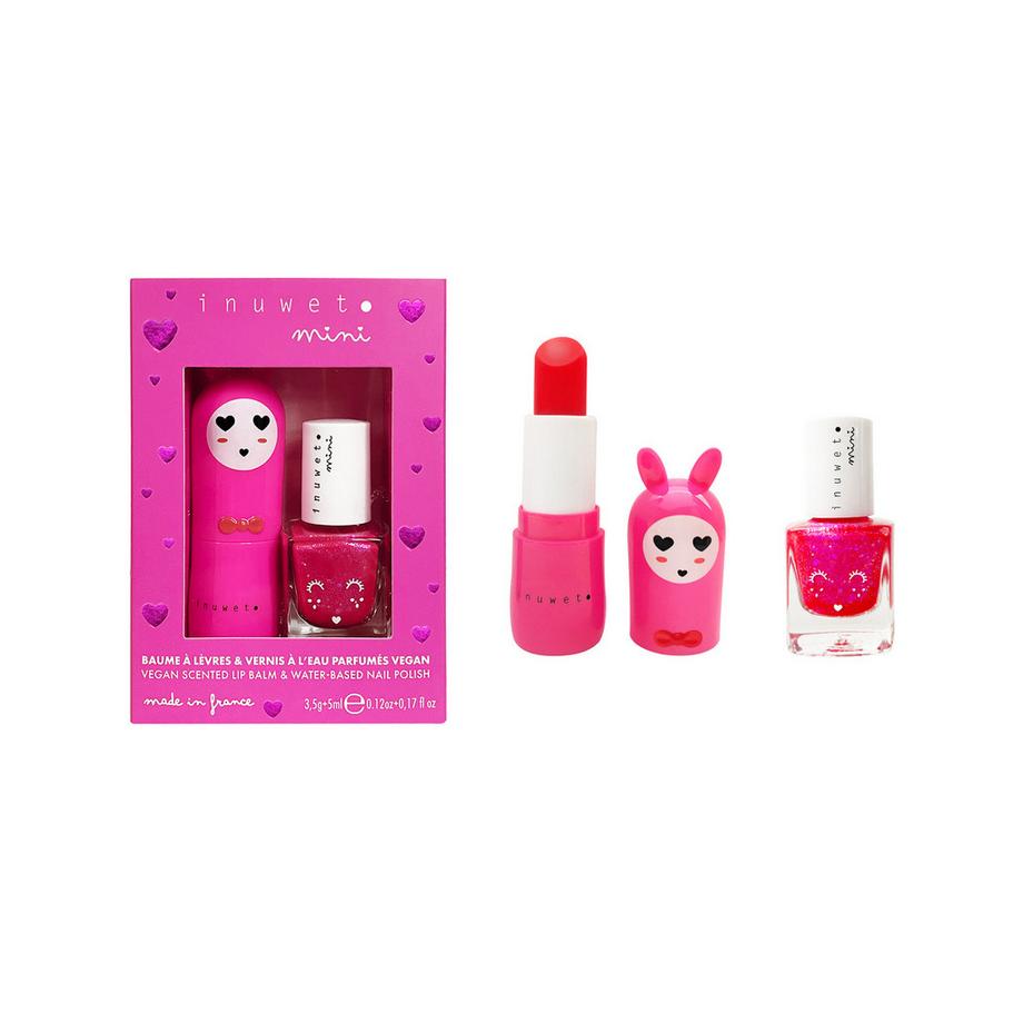 Coffret duo baume à lèvres parfum cerise et vernis parfum fraise