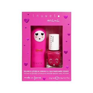inuwet  Coffret duo baume à lèvres parfum cerise et vernis parfum fraise 