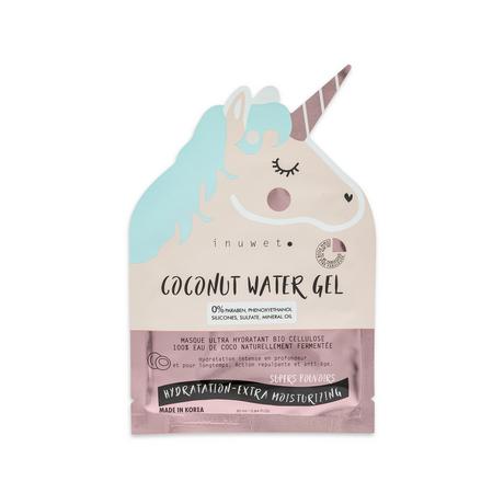 inuwet  masque licorne ultra hydratant bio cellulose, 100% eau de coco 