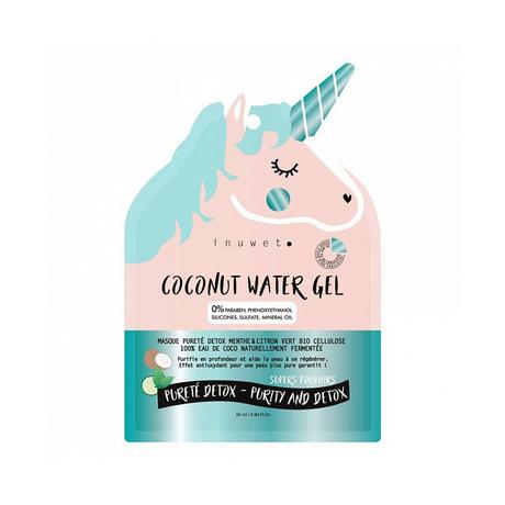 inuwet  masque licorne visage purete detox biocellulose 100% eau de coco biodegradable  