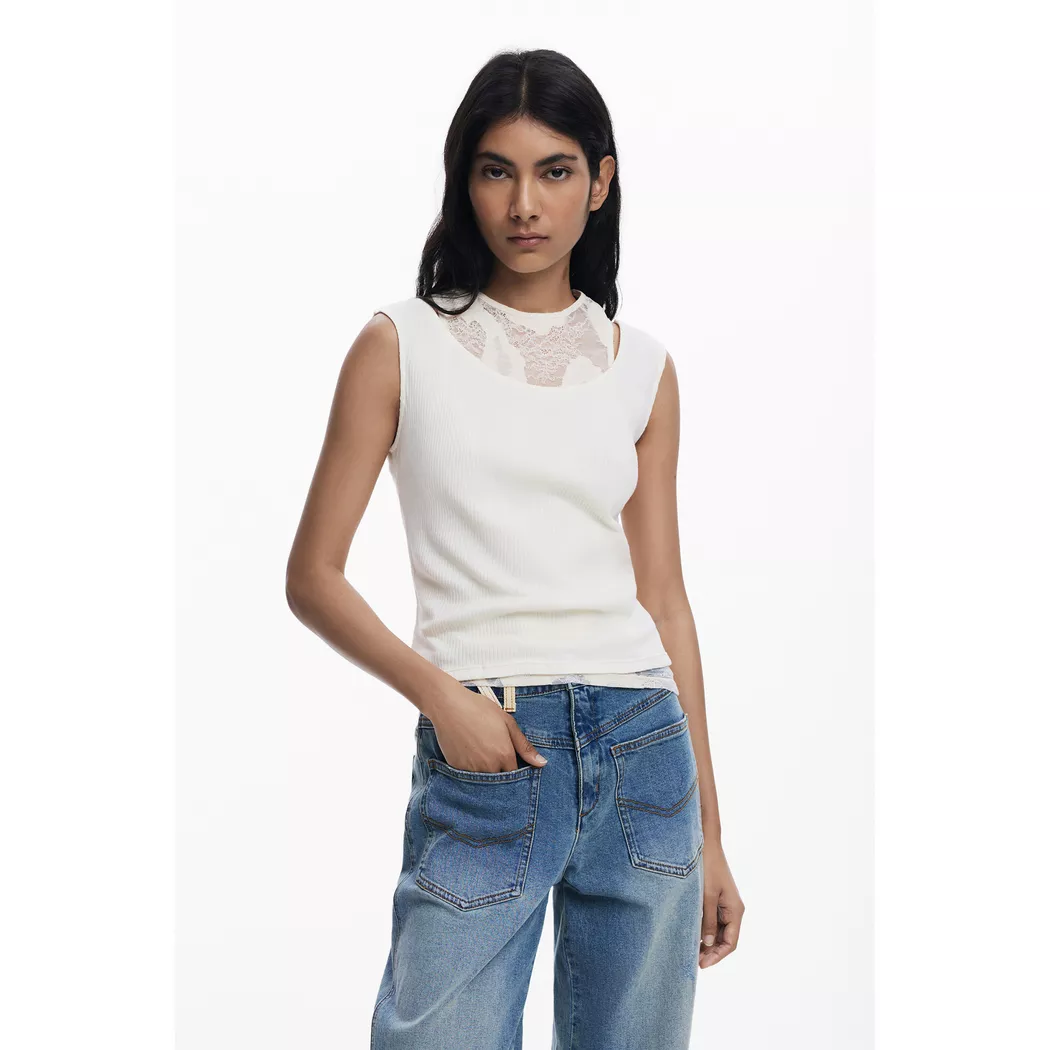 Desigual Chemise maille à manches longues WHITE M female 3