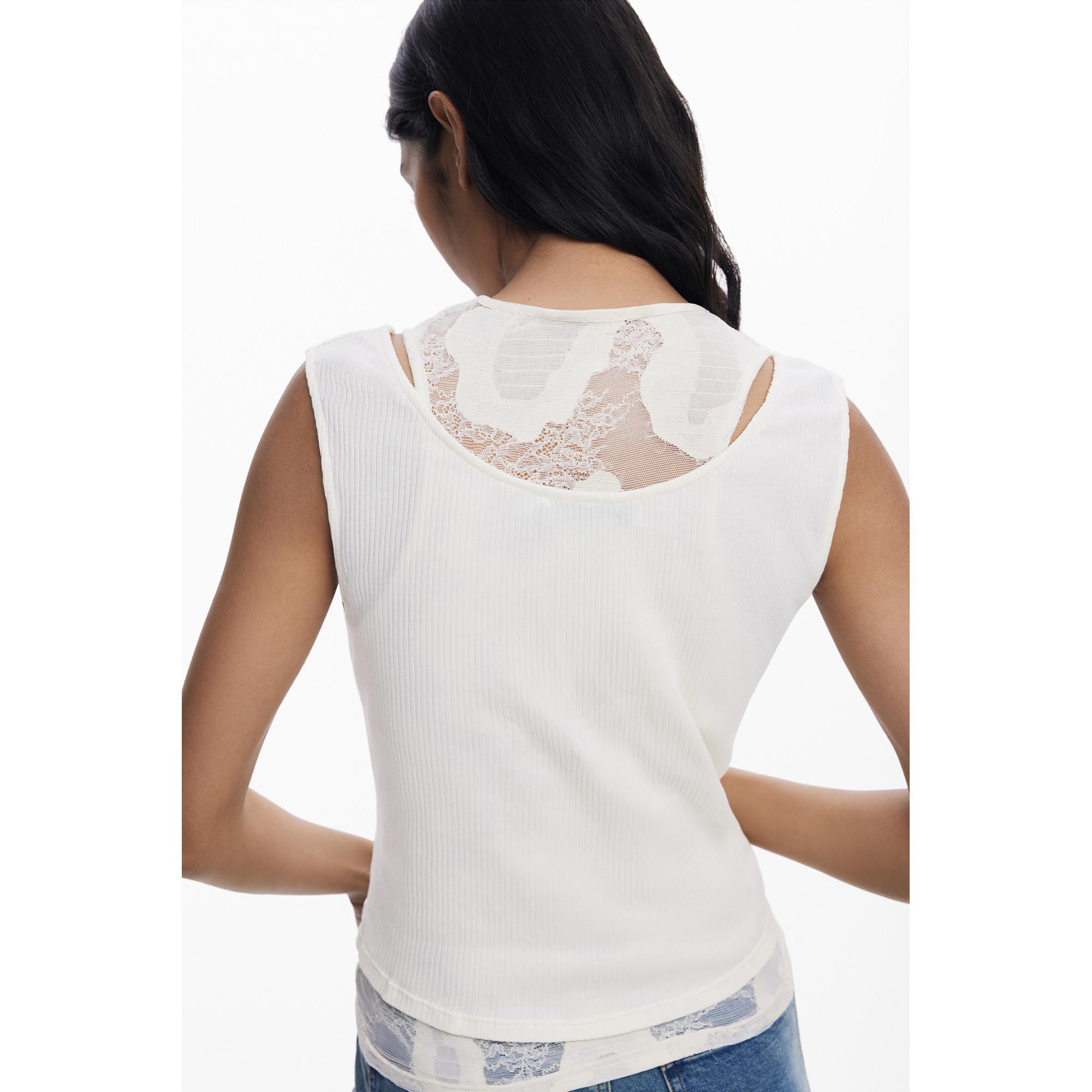 Desigual T-shirt sans manches effet superposé  