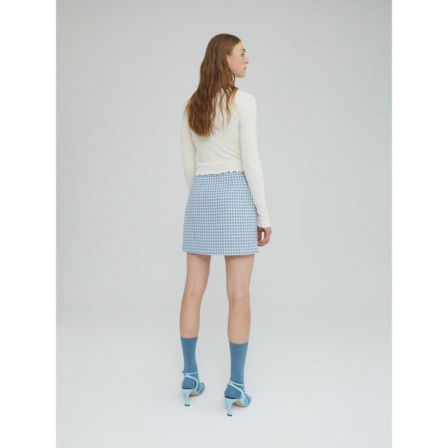 EDITED Geripptes Langarm-Top mit Rüschenbesatz  