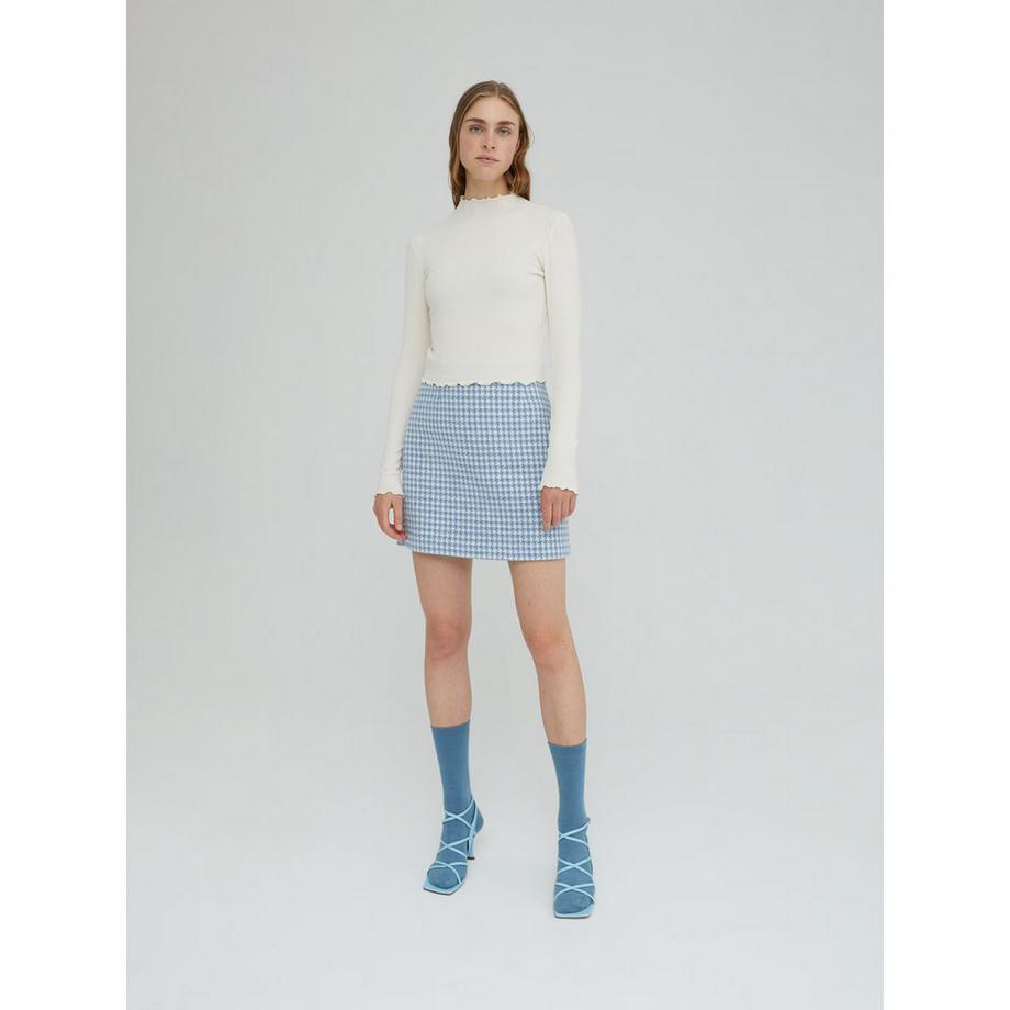 EDITED Geripptes Langarm-Top mit Rüschenbesatz  