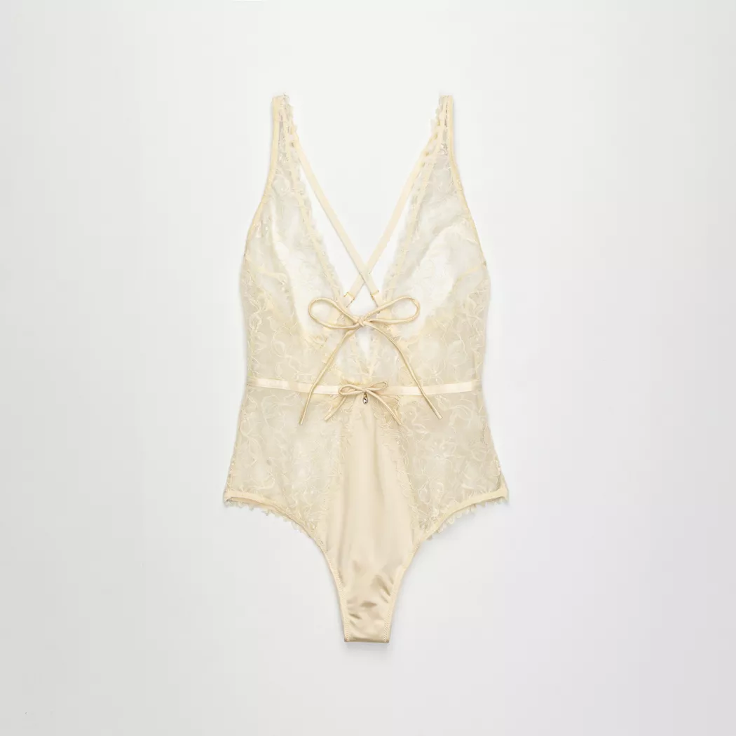 Manor Woman Lace Bodysuit Cream XS