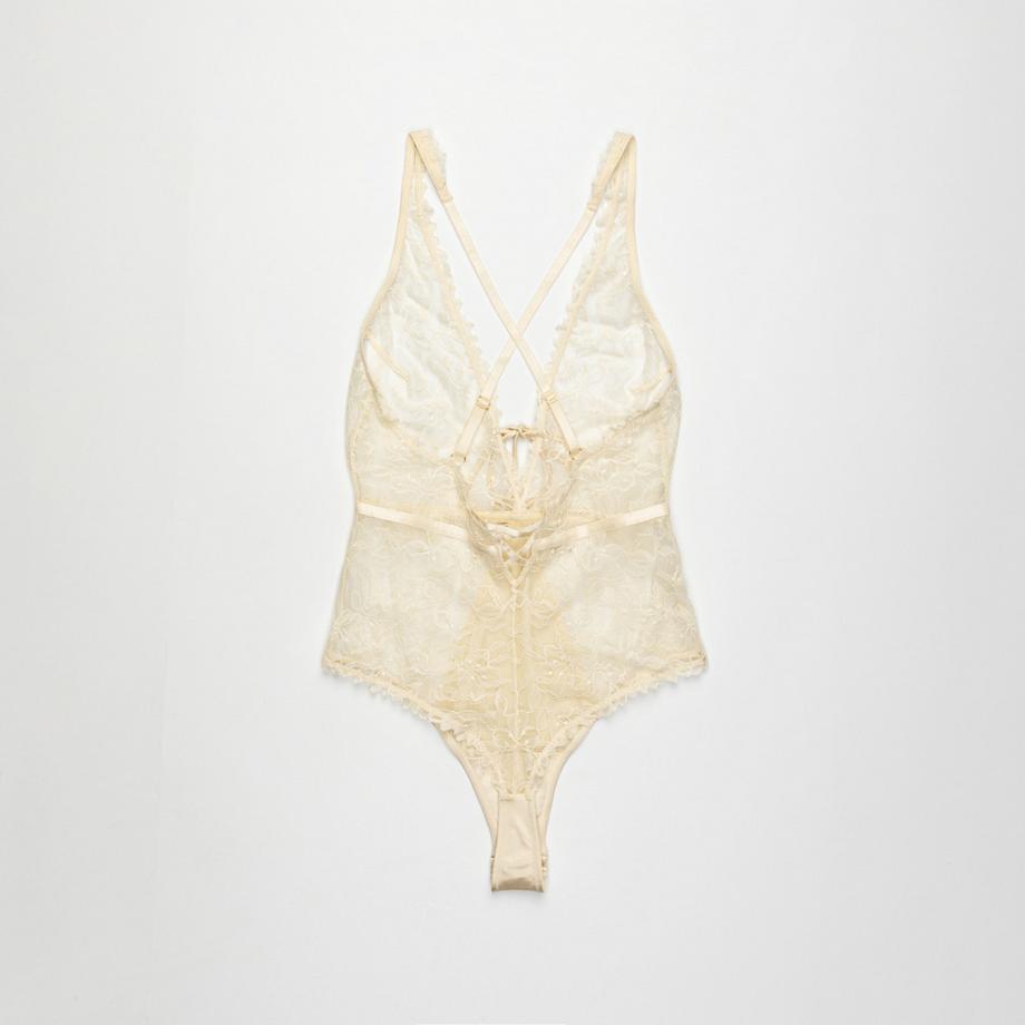 Manor Woman Body in pizzo con dettagli a fiocco  