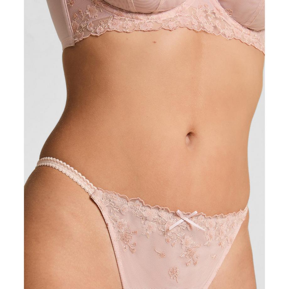 Hunkemöller Slip brasiliano a vita alta in pizzo floreale  