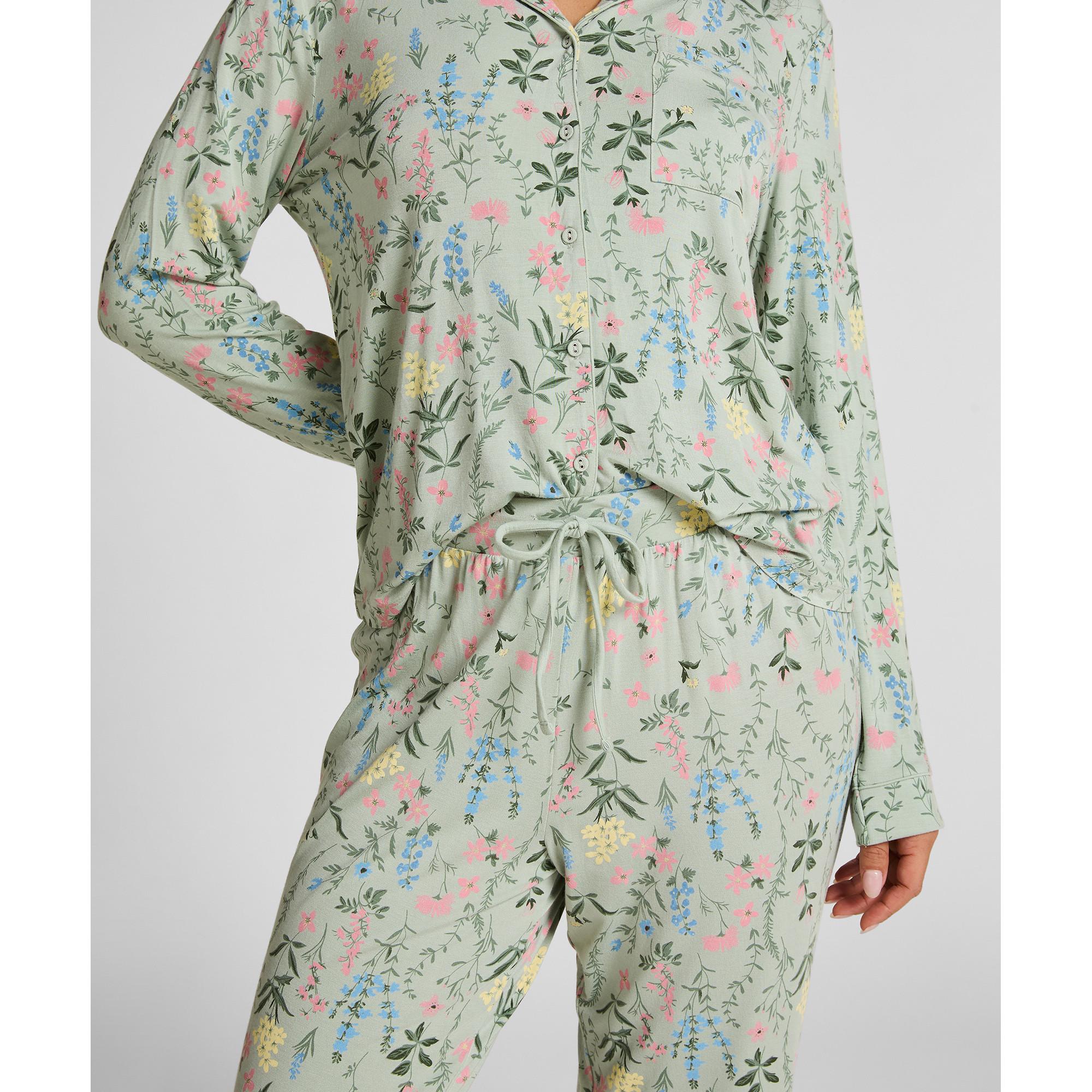 Hunkemöller Langarm Pyjama Oberteil mit Blumenmuster  