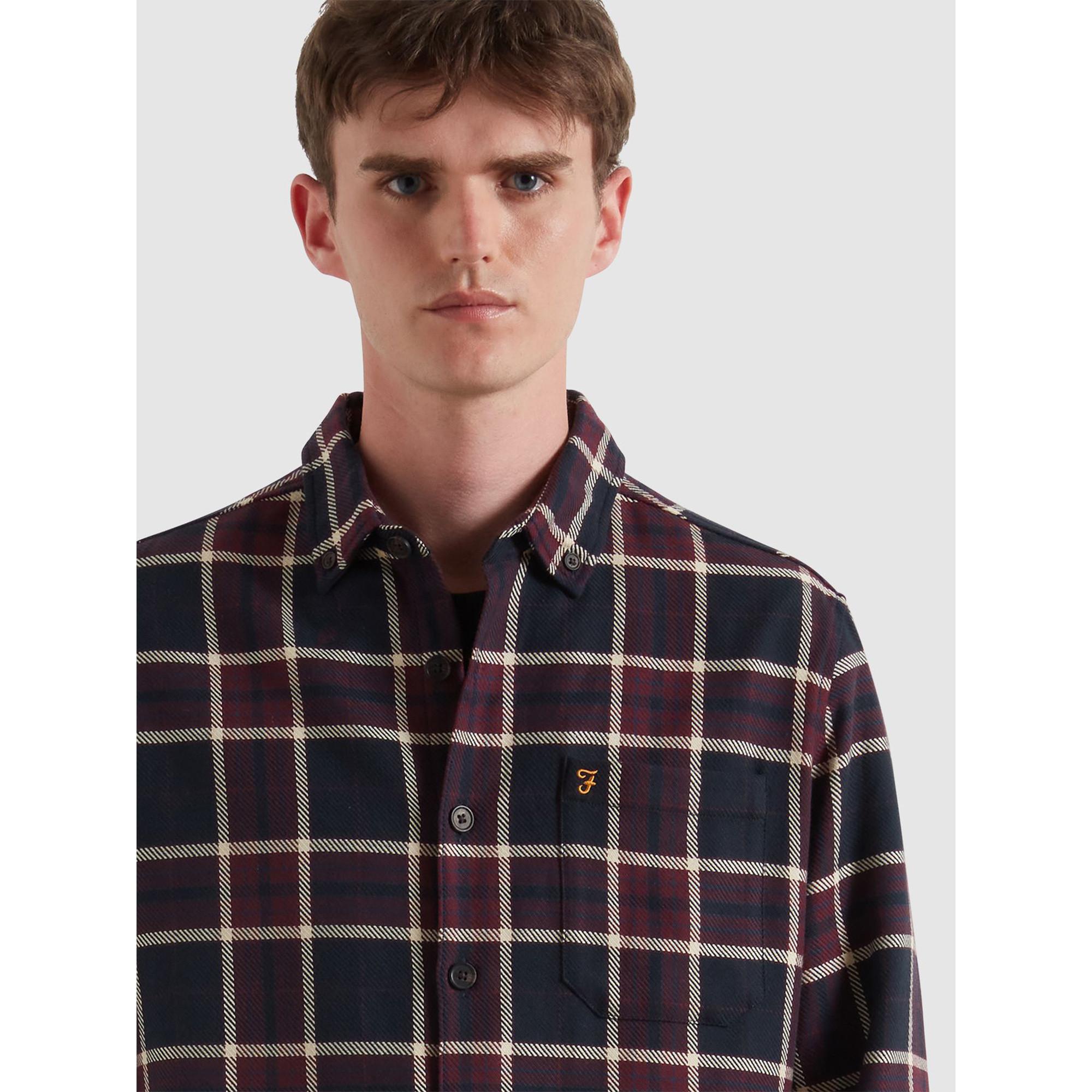 FARAH Camicia a Quadri Maniche Lunghe Regular Fit  