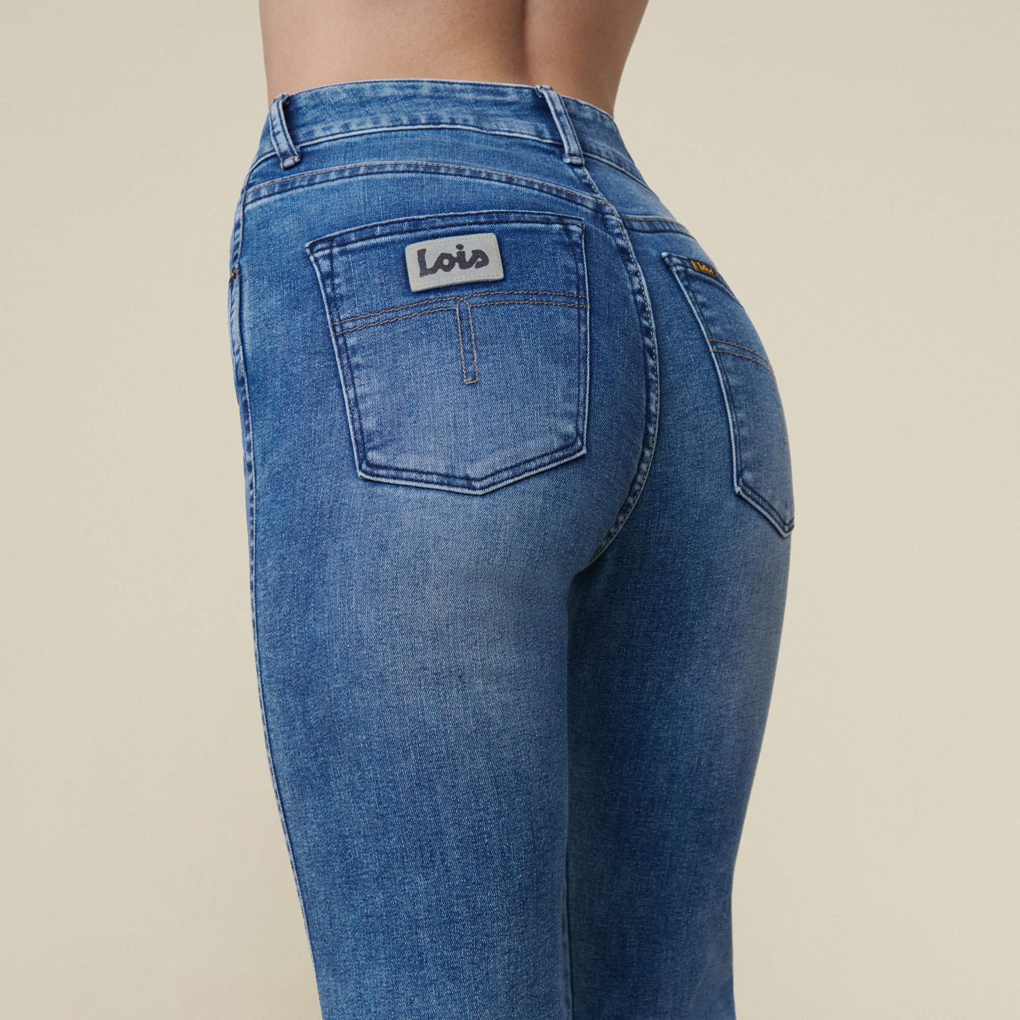 Lois Jeans Malena-F Re Ram Cobalt High Rise Straight Leg Jeans  