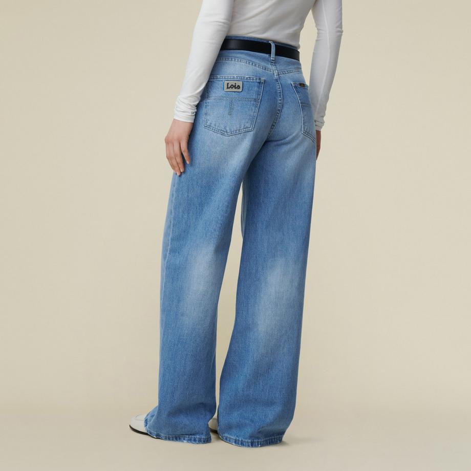 Lois Jeans Skater Loose Miller Pale Low Rise Wide Leg Jeans  