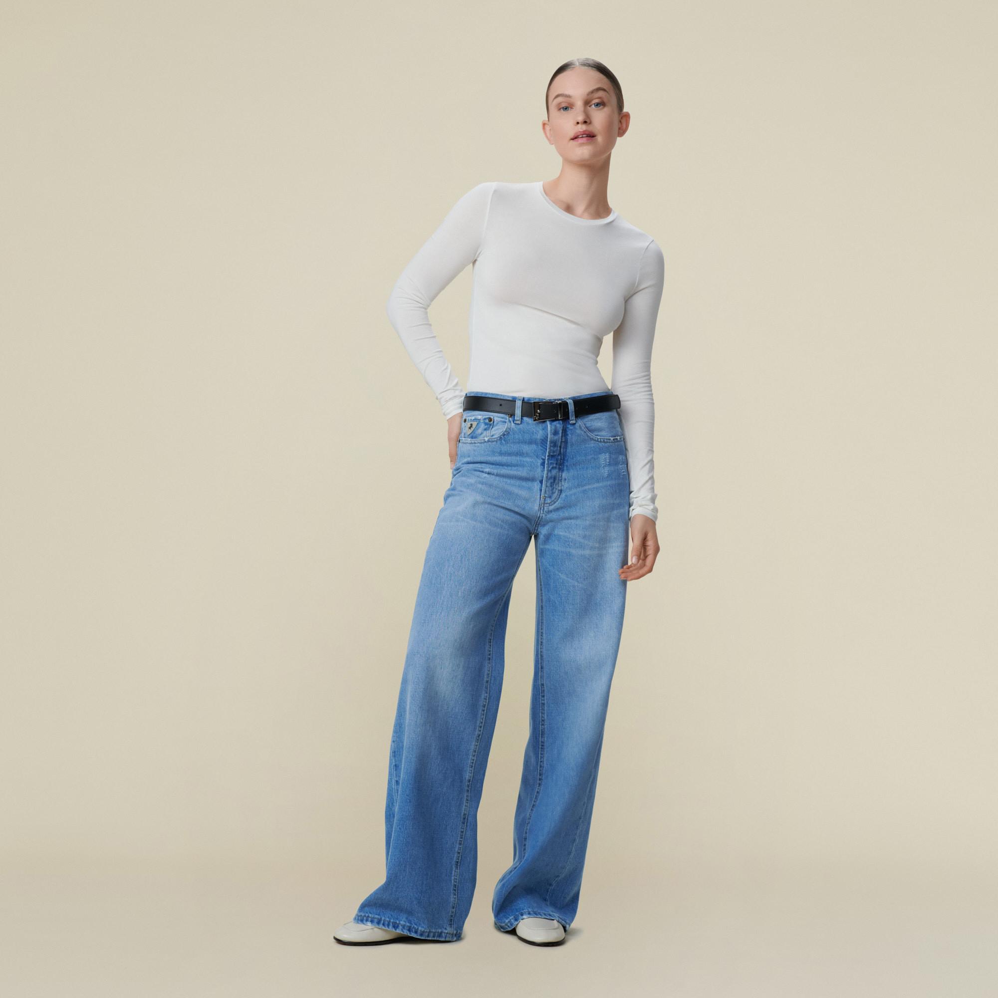 Lois Jeans Skater Loose Miller Pale Low Rise Wide Leg Jeans  