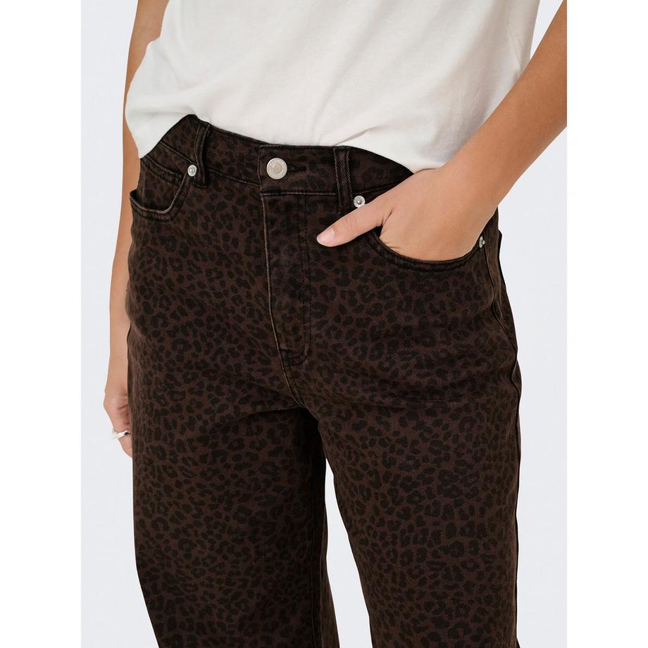 ONLY Leopard Print High Waist Wide Leg Jeans  