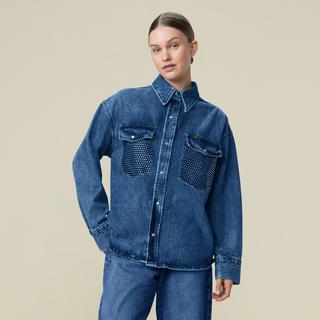 Lois Jeans Mia Diamond Occlusion Camicetta Oversized in Denim  