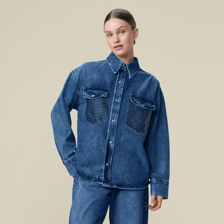 Lois Jeans Mia Diamond Occlusion Camicetta Oversized in Denim  