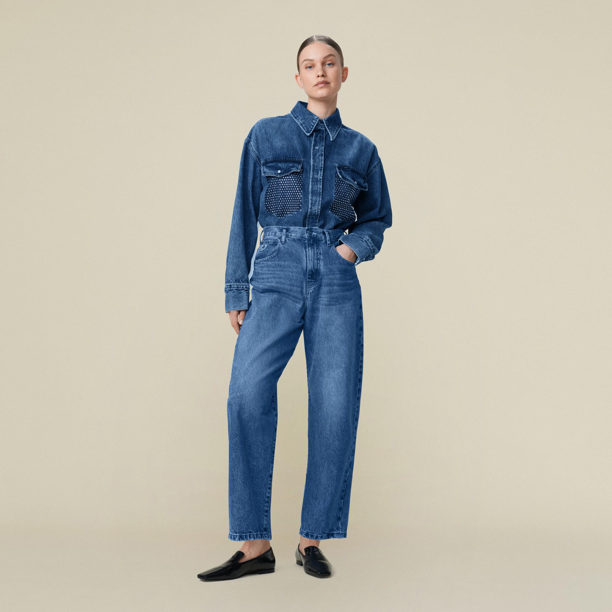 Lois Jeans Mia Diamond Occlusion Camicetta Oversized in Denim  
