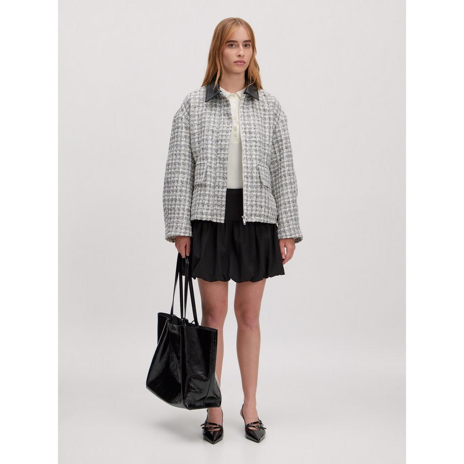 EDITED Overshirt Tweed Col Similicuir  