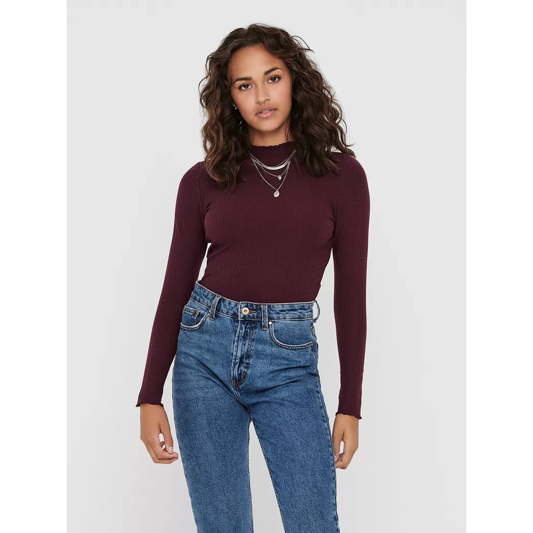 Only - T-Shirt, langarm, für Damen, Braun, Größe S