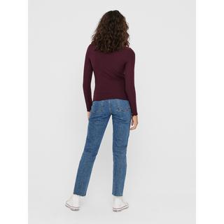 ONLY Langarm Geripptes Stehkragen T-Shirt  