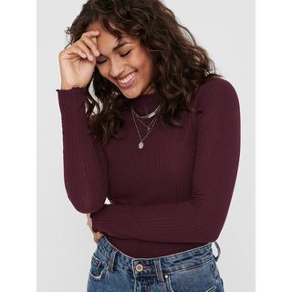 ONLY Langarm Geripptes Stehkragen T-Shirt  