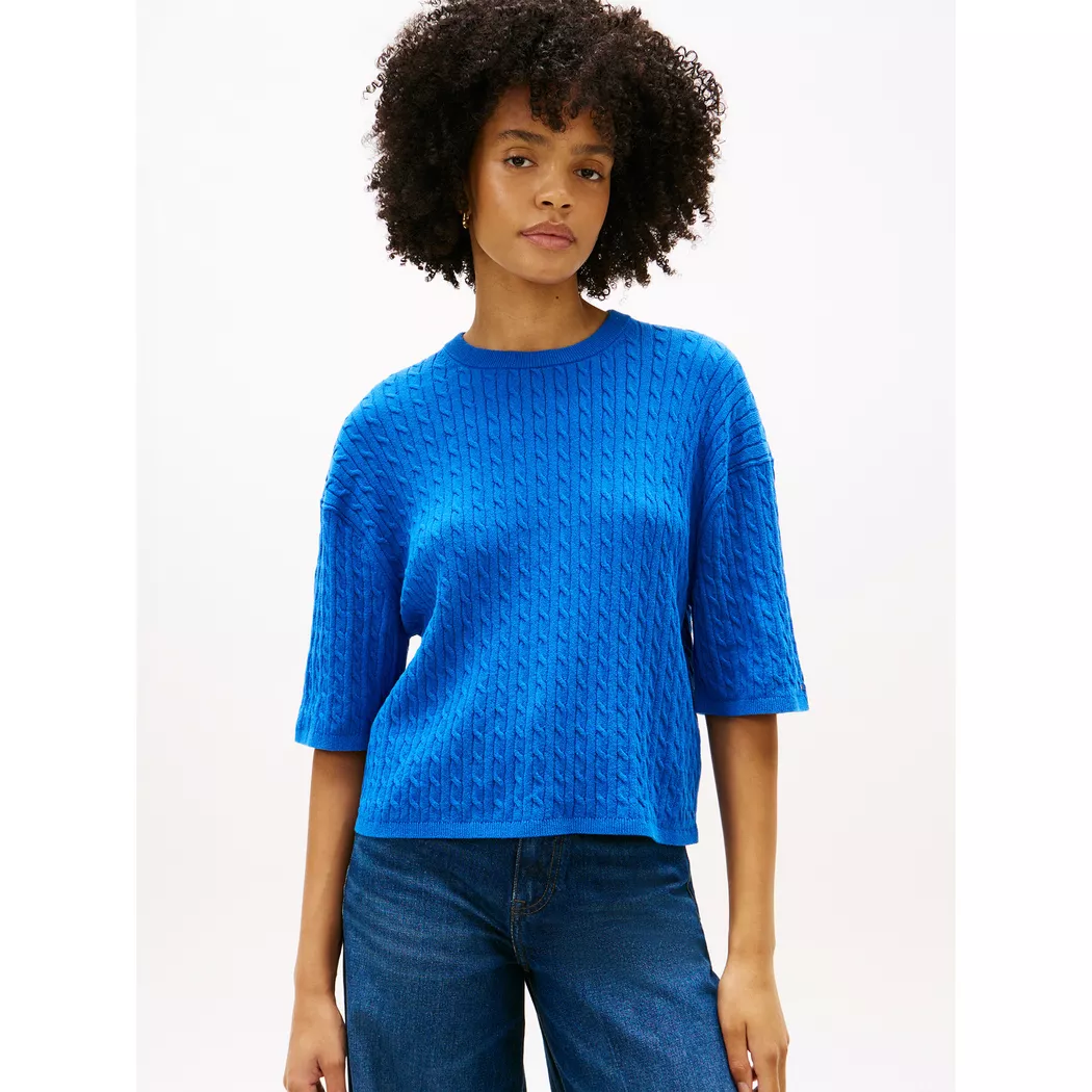 Tommy Hilfiger - Pullover, kurzarm, für Damen, Mittelblau, Größe S