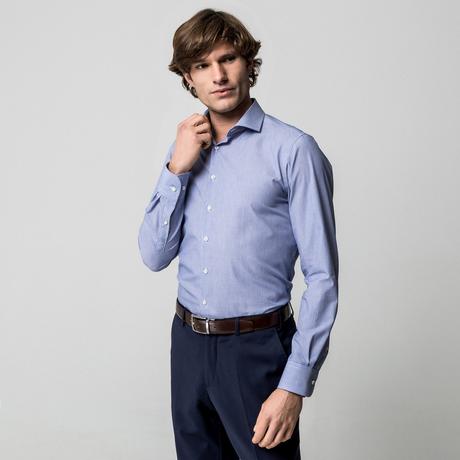 Manor Man Herren Langarm Slim Fit Kent Kragen Hemd  