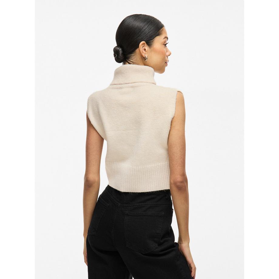 VILA Ärmelloser Rollkragen Strickpullover  