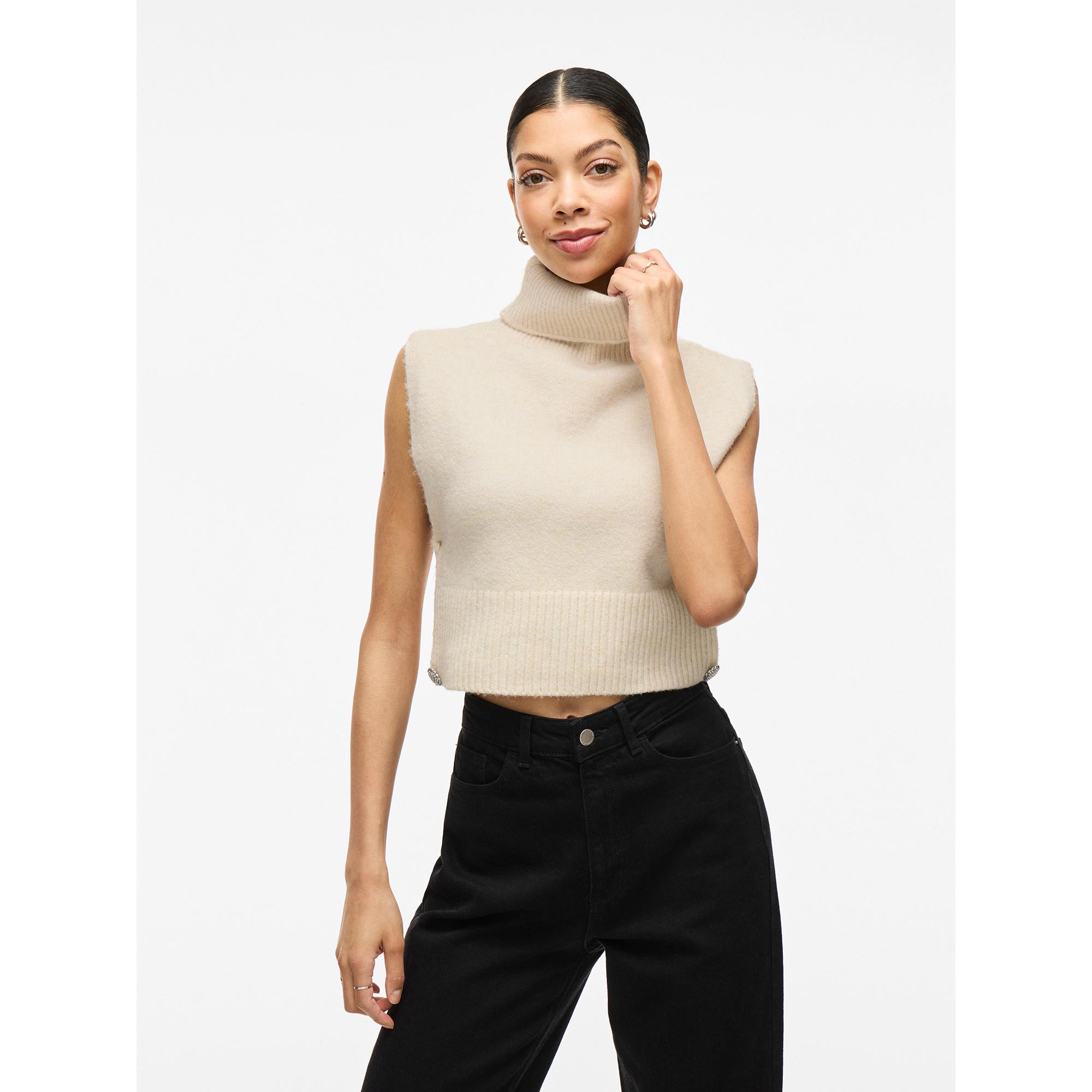 VILA Pull sans manches col roulé  