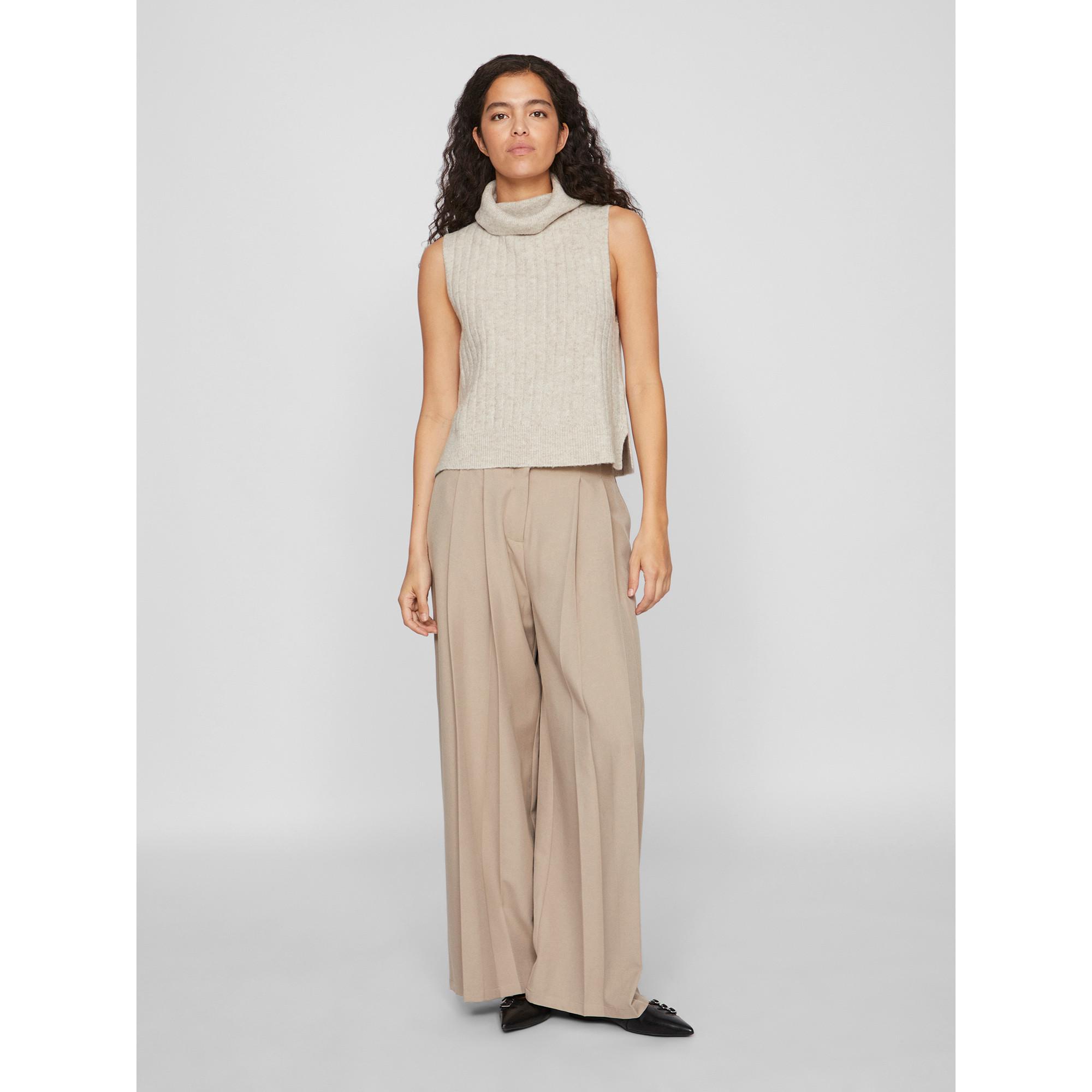 VILA Gilet Collo Alto Maglia a Coste  