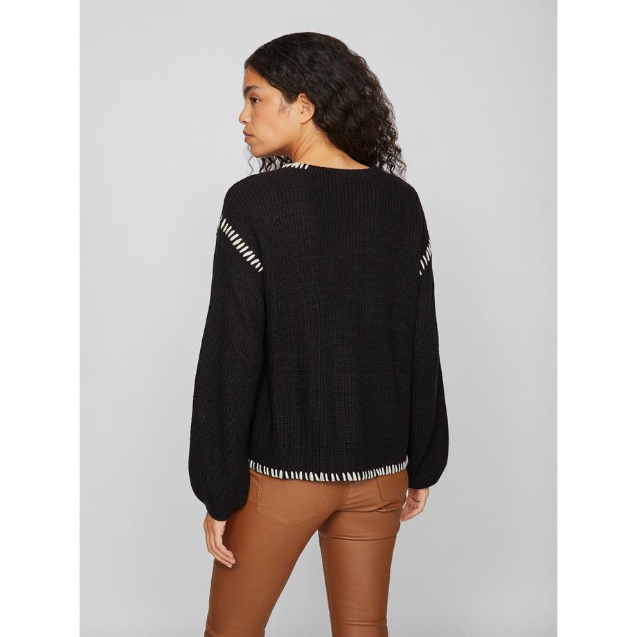 VILA Strickpullover Rundhals Ballonärmel  