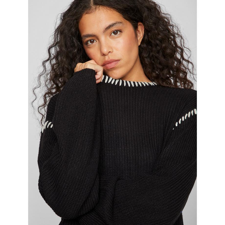 VILA Strickpullover Rundhals Ballonärmel  