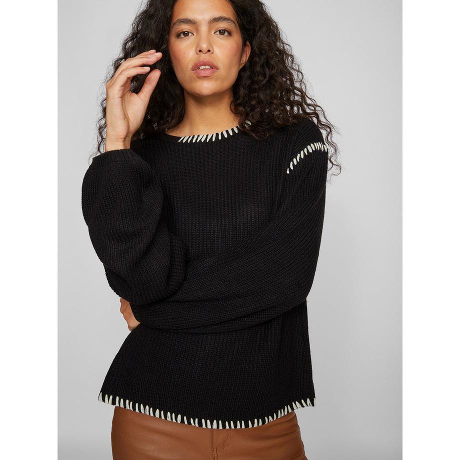 VILA Strickpullover Rundhals Ballonärmel  