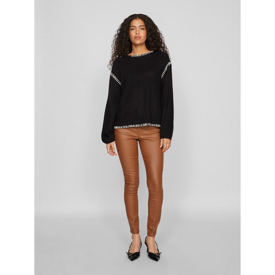 VILA Strickpullover Rundhals Ballonärmel  