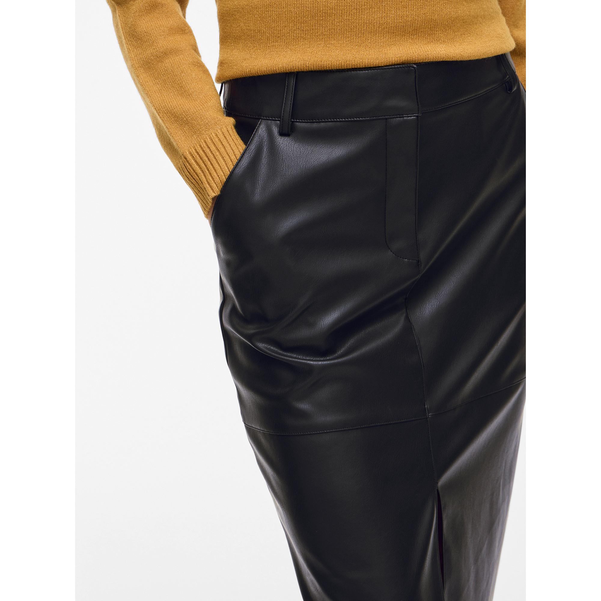 VILA Beschichteter Midirock mit Frontschlitz  