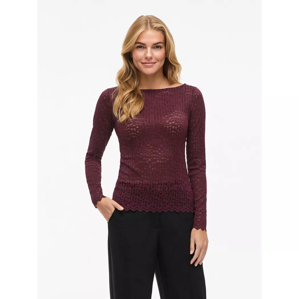 VILA - T-Shirt, für Damen, Bordeaux, Größe M