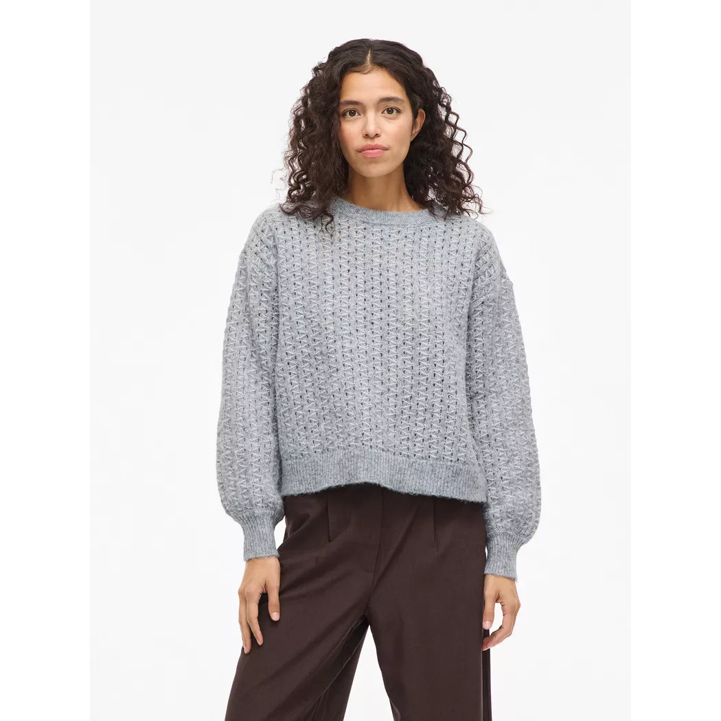 Vila Pull à Col En V Ril Vintage Indigo / Dark Melange M Femme