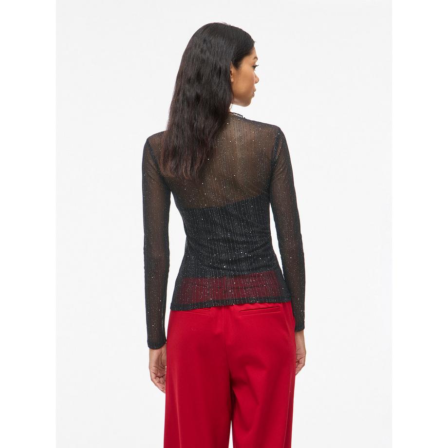 VILA Transparentes Glitzer Langarm T-Shirt  