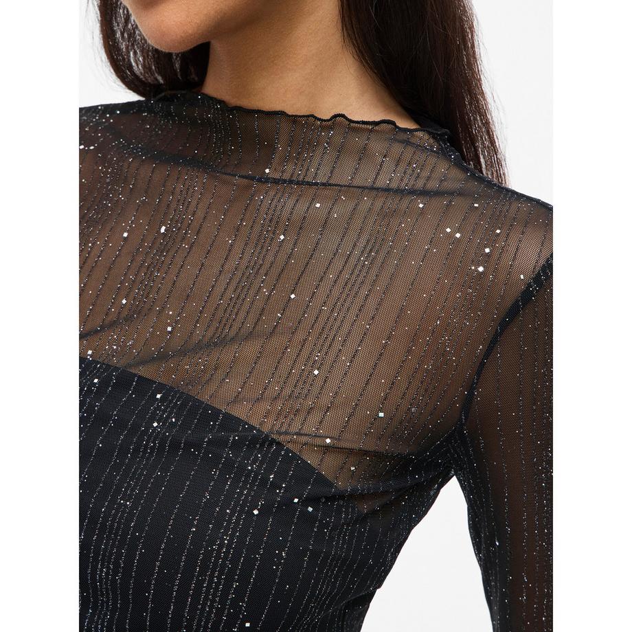 VILA Transparentes Glitzer Langarm T-Shirt  