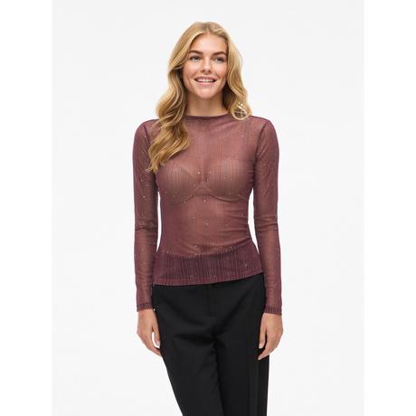 VILA Transparentes Glitzer Langarm T-Shirt  
